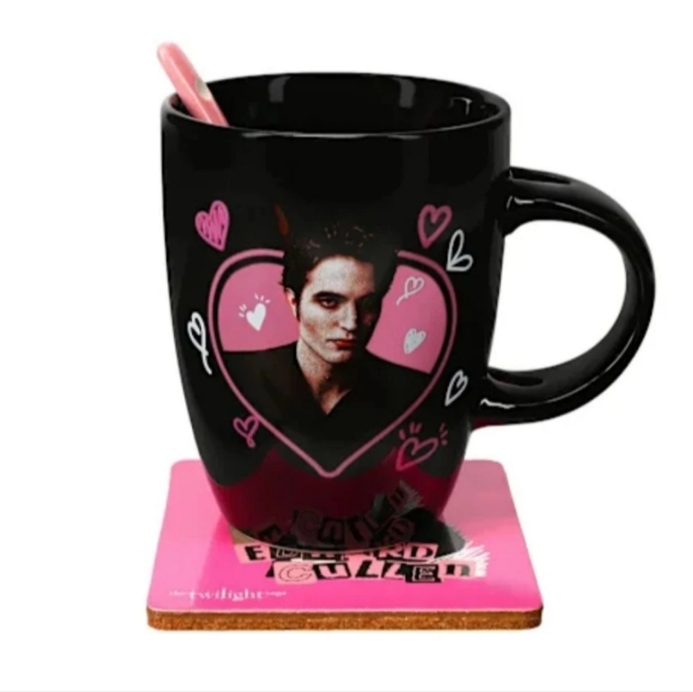 Twilight Edward Cullen Ceramic Mug Coaster Set Movie Poster Print Tea Coffee Cup - Picture 2 of 6
